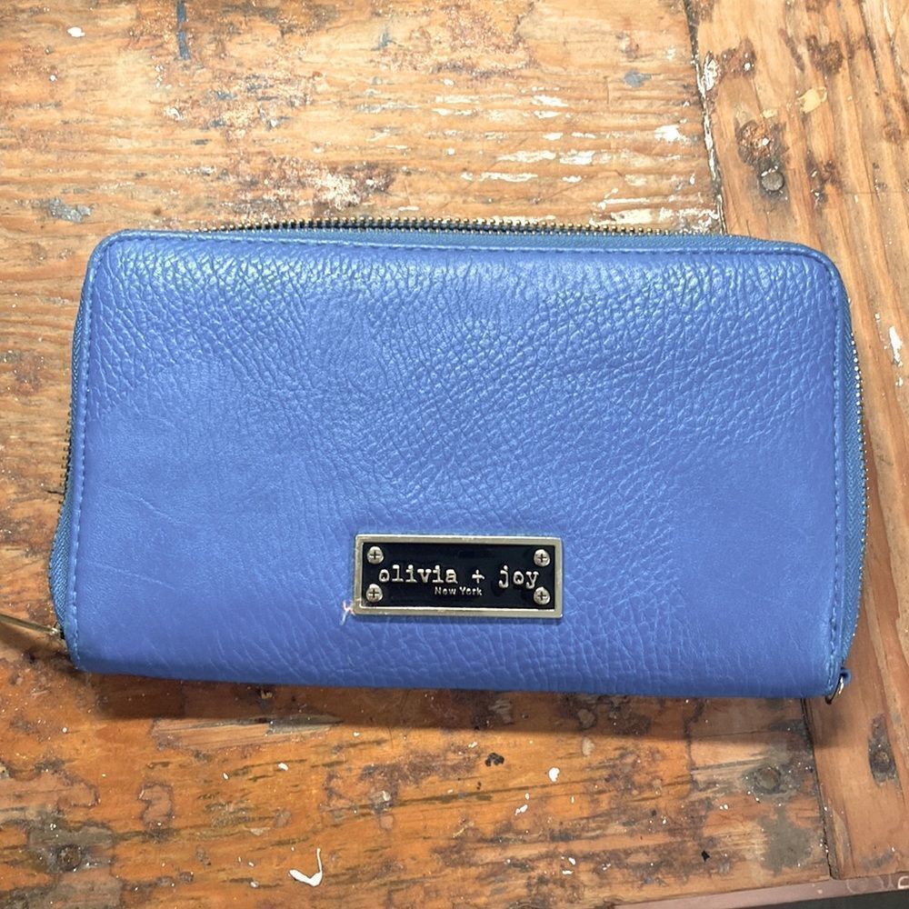 Olivia and Joy Faux Crocodile Skin Blue Wallet